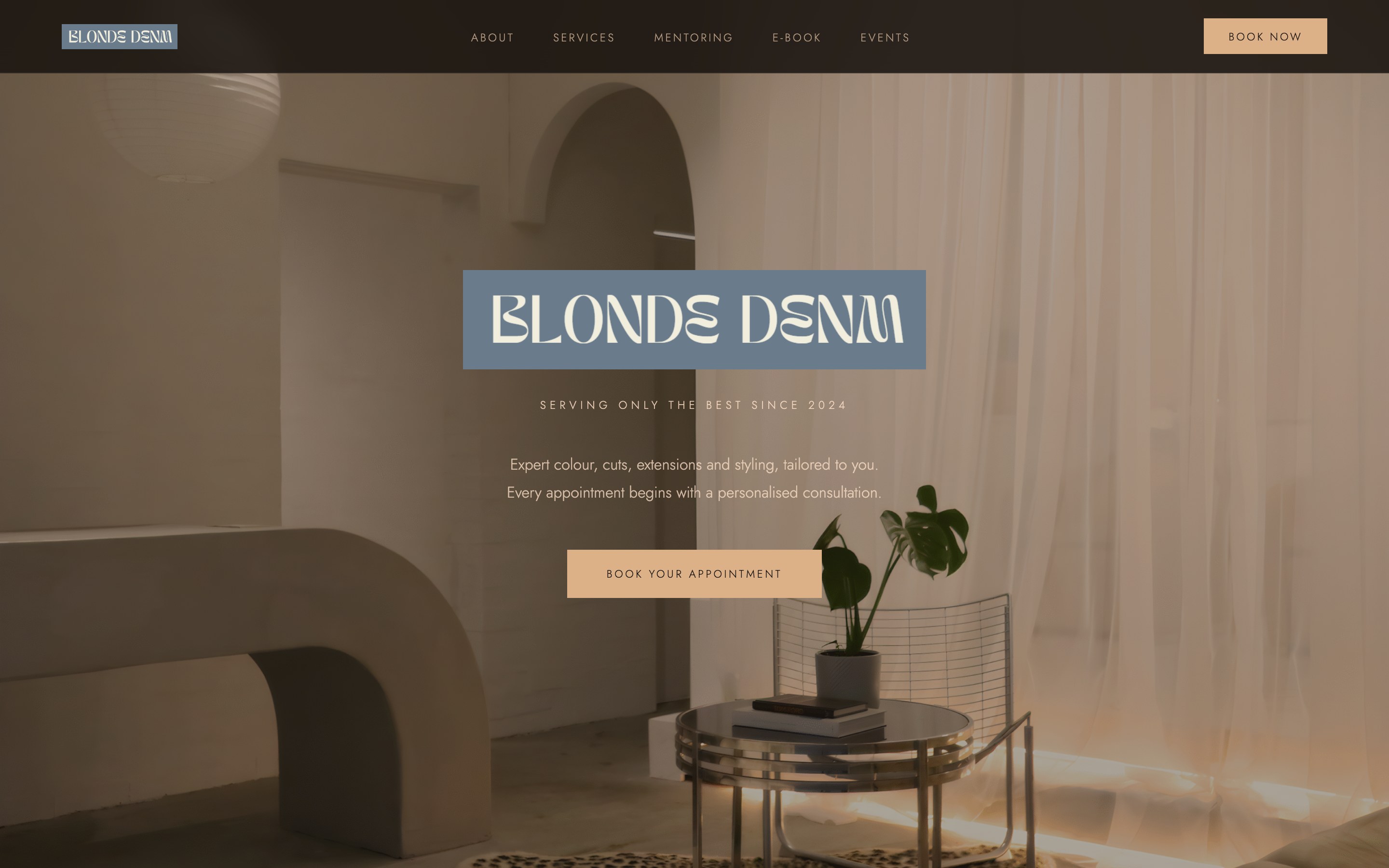 BlondeDenm homepage, desktop