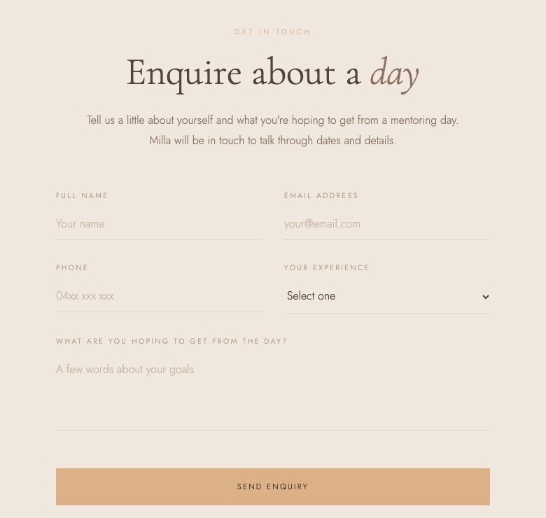 The mentoring enquiry form